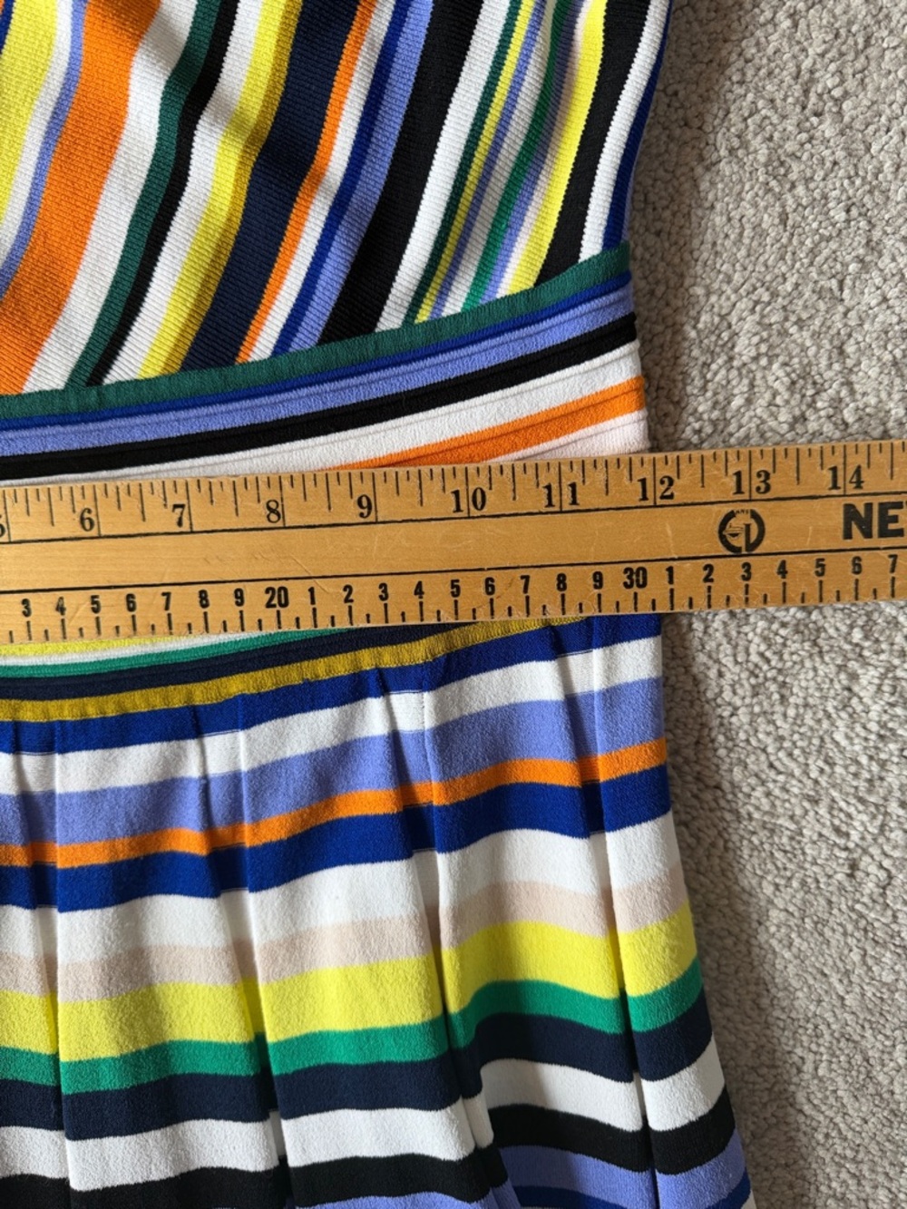 Milly Women A-Line Midi Stripped Knit Pleated Sleeveless Multicolor Dress Size M - Picture 9 of 10